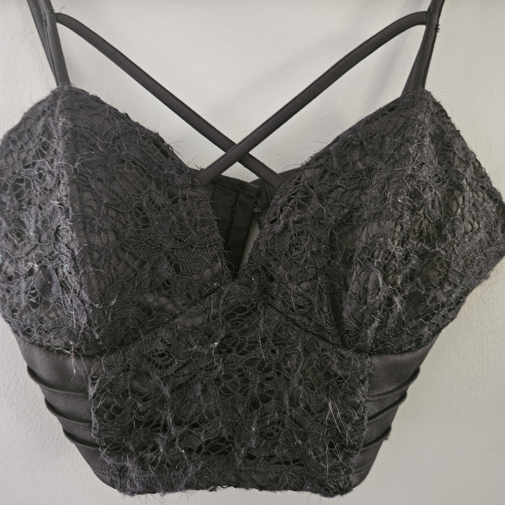 Revamped Black Lace Crop Top